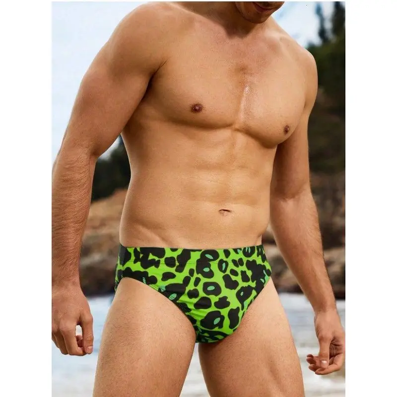 Manfinity Men's Leopard Print Low-Rise Swim Brief – Bold Triangle Cut Design for Beach or Pool, Comfortable and Trendy Summer Swimwear 5