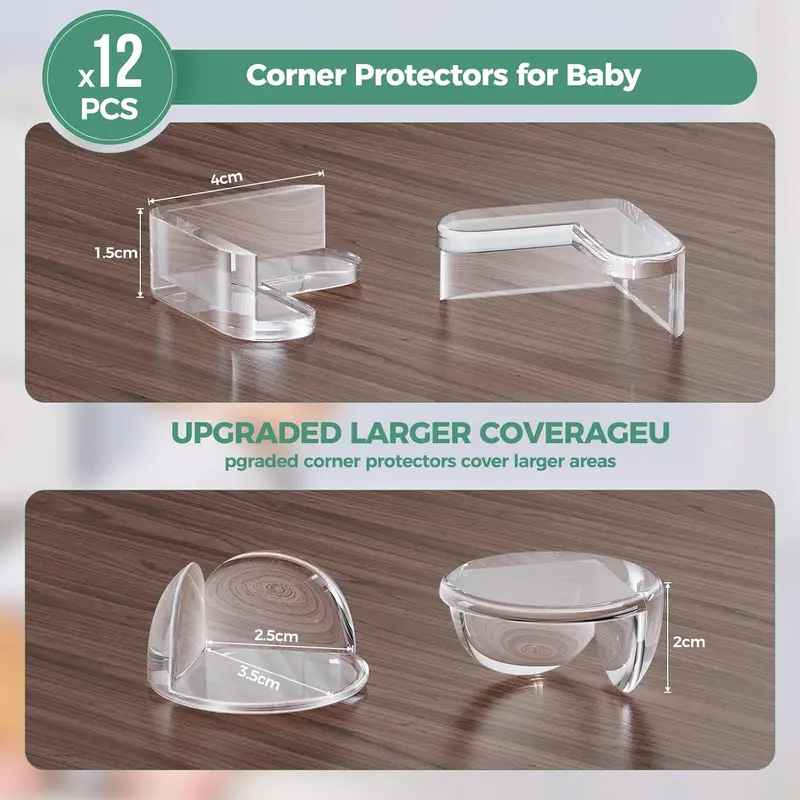 Corner Protectors for Baby Pack of 12, Thick Table Furniture Edge Protectors for Kids with Strong Adhesion, Corner Guard & Edge Safety Bumpers Clear - 6 R and 6 L 1