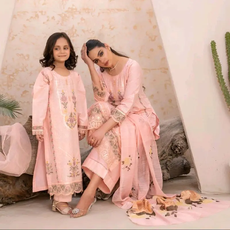Khadija,s collection cotton stuff three pieces fully embroidered 7