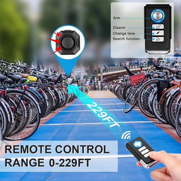 Wireless Bike Vibration Alarm USB Charging Remote Control Burglar Motorcycle Bike Security Detector System Bicycle Alarm 3