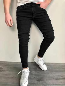 Men's Solid Color Skinny Jeans, Casual Comfy Denim Jeans for Daily Wear, Fashion Men's Bottoms for All Seasons