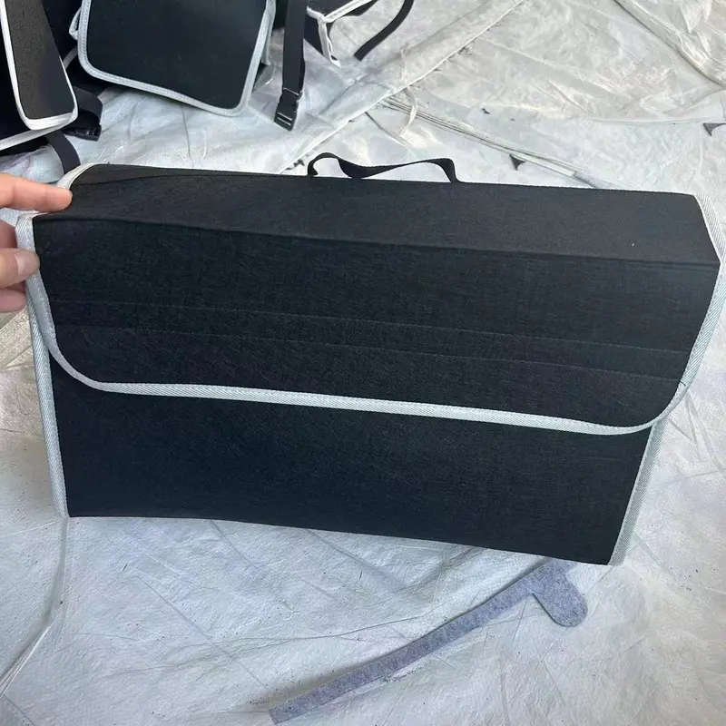 Gray Anti Slip Compartment Boot Storage Organizer Tool Car Storage Bag Car Trunk Organizer Soft Felt Storage Box Car Accessories 7