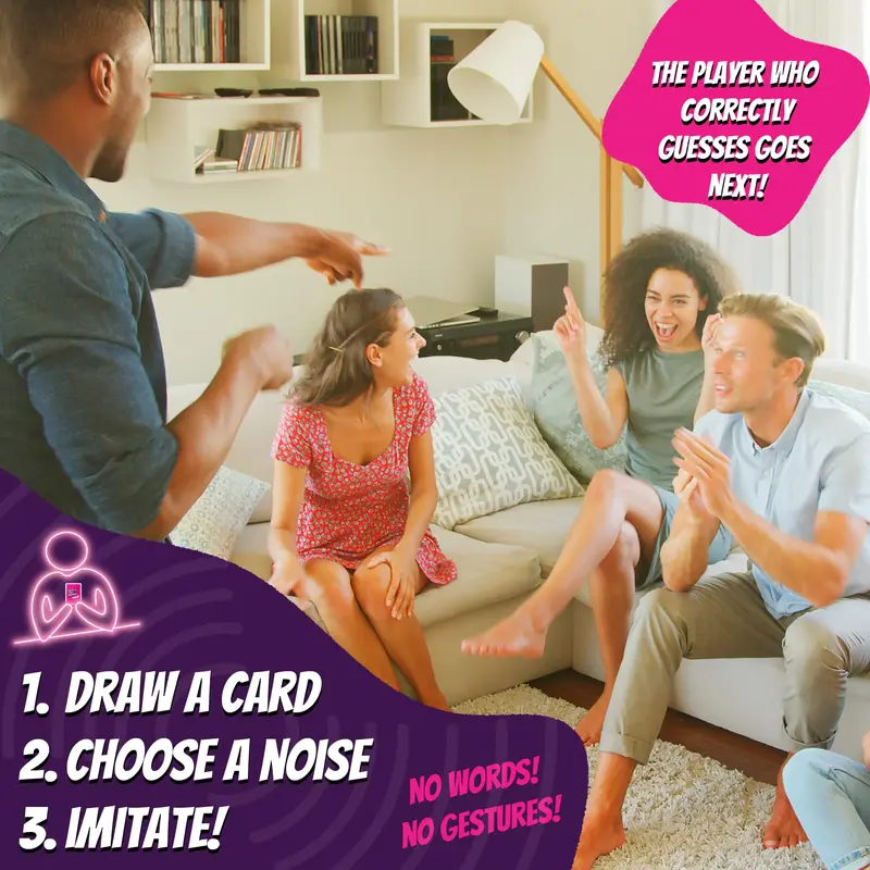 Guess That Noise 2 - Funny Sound Impressions Party Game Noises | Fun for Family & Friends | 2-15 Players, Ages 8+ | Perfect for Kids, Teens, Adults | 3