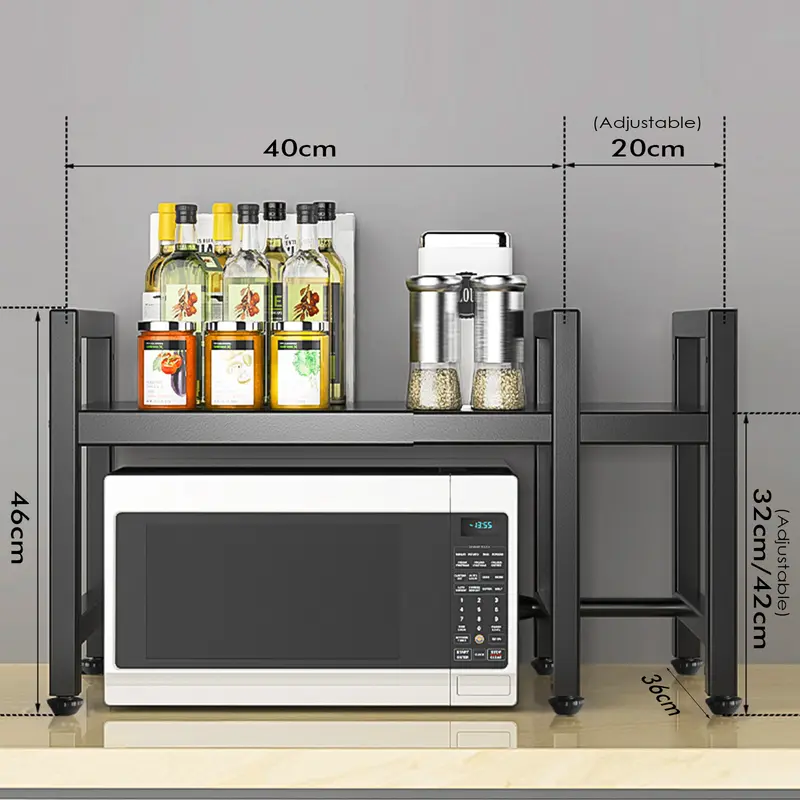 3 Tier Expandable Microwave oven Rack Stand Storage Holder Kitchen Corner Shelf 3
