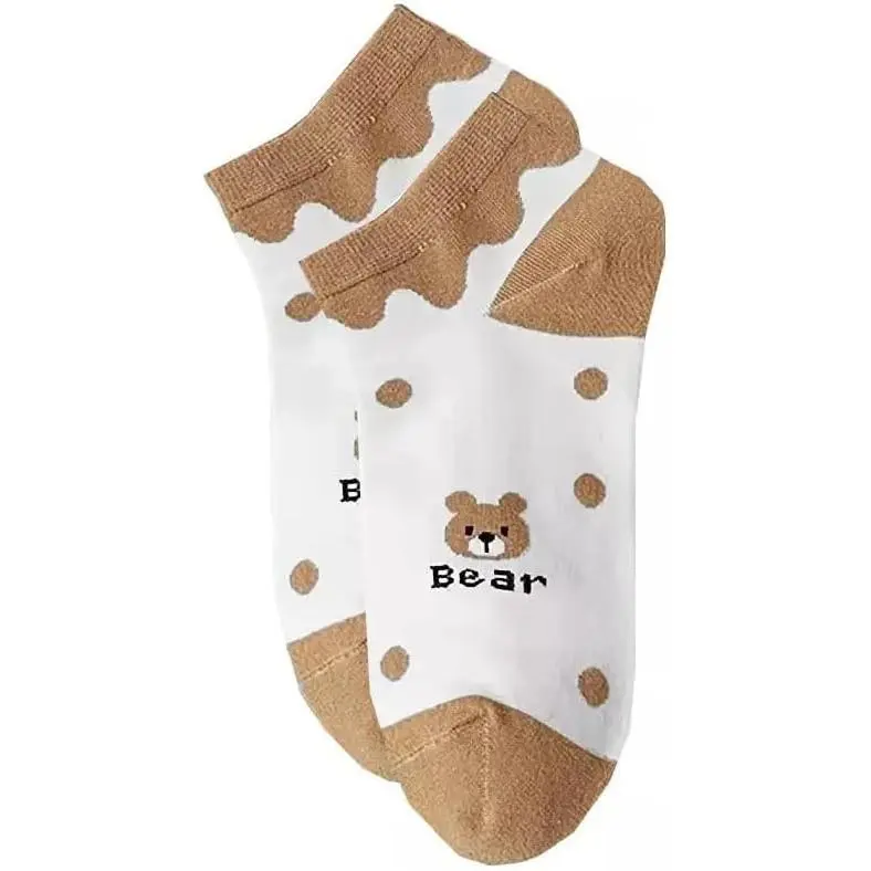Womens 1 Pair Cute Teddy Bear Novelty Low Cut Trainer Socks One Size UK 3-7 EU 35-40 4