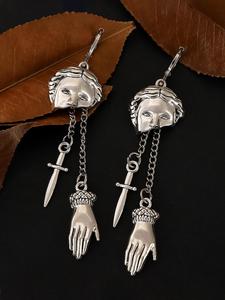 Punk Style Mask & Dagger Design Dangle Earrings, Vintage Gothic Style Jewelry for Party, Daily Clothing Decor, Trendy All-match & Exquisite Jewelry for Gift