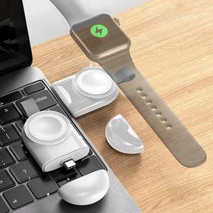 Portable Magnetic Wireless Charger, USB/Type C Wireless Charger, Lightweight Magnetic Fast Charging Base for Apple Watch Series 9/8/7/6/5/4/3/2/1, Wearable