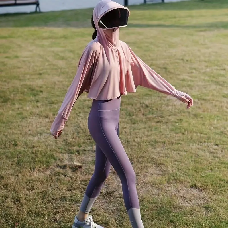 Women's Lightweight Breathable Sun Protection Jacket with Hood - Summer 2024 Collection, Ice Silky Fiber Fabric, Elastic Fit, White, UV Shield for Outdoor Activities & Cycling, Sun Protection Clothing 3