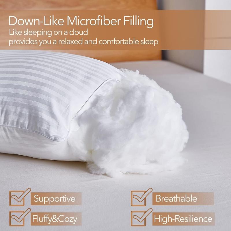Pack of 2 Best Hotel Quality Egyptian Stripe Pillows – Luxury Soft & Supportive, Hollowfibre Filled, Non-Allergenic, Breathable & Durable – Premium Bed Pillows for Sleeping – Standard Size Comfort #HollowfibreFilled #BedPillows #HomeComfort 2