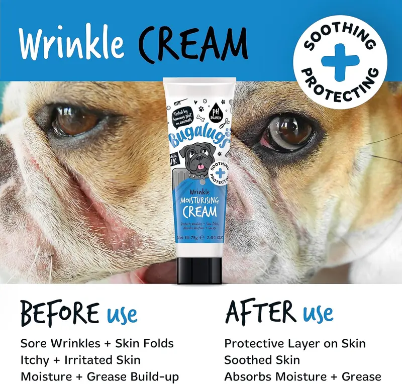 BUGALUGS Wrinkle paste for Bulldogs, French Bulldogs, wrinkly dogs & cats. For itchy wrinkle folds, tear stains & tail pockets, anti-itch & itchy dog skin relief. Great itch remedies for dogs 75g 2