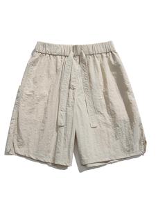 Men's Solid Pocket Drawstring Waist Shorts, Summer Clothes, Loose Casual Quick Drying Elastic Waist Straight Leg Shorts for Summer, Fashion Men's Bottoms for Daily Beach Holiday Wear