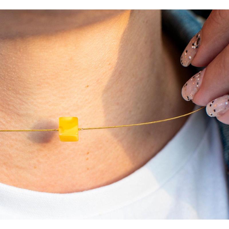 Gold Plated String Baltic Amber Necklace Ausra 0