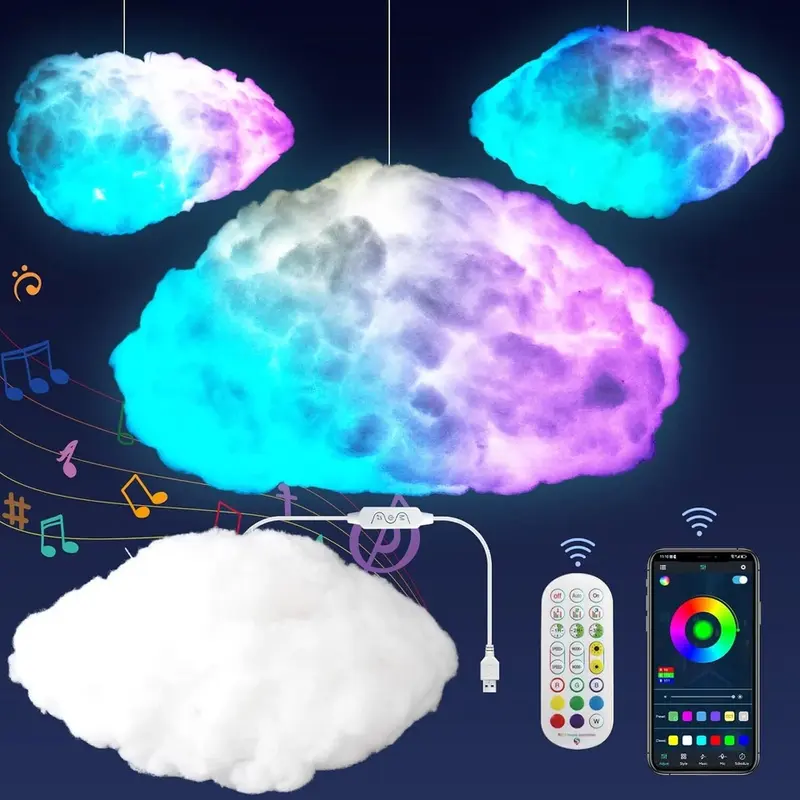 Thunder Smart LED 3D Huge Ceiling Cloud Light for Atmosphere and Sound Sync in Bedroom 1