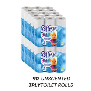 SOFTESSE Cuddle TOILET ROLLS/ NON SCENTED/ 1x9pk, 5x9pk, 8x9pk and 10x9pk NON SCENTED (Cuddle Panda 3PLY) Eco-friendly Disposable Flushable Toilet Rolls Lightweight Sheets - PANDA CUDDLE