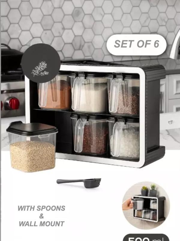 Premium Spice Container Rack Set with Spoons Plastic Herbs Spices Jar BPA Free 2
