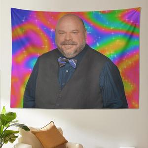 Middle-aged Man Pattern Printed Tapestry, 1 Count Colorful Wall Hanging Blanket, Wall Art Decor for Home Living Room Bedroom Dormitory