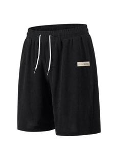 Men's Letter Print Drawstring Waist Corduroy Shorts, Loose Casual Comfy Breathable Shorts for Summer, Men's Bottoms for Daily Wear
