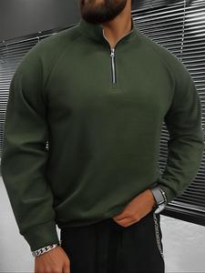 Men's Solid Color Raglan Sleeve Sweatshirt, Regular Fit Casual Long Sleeve Pullover for Daily Wear, Men's Top for All Seasons