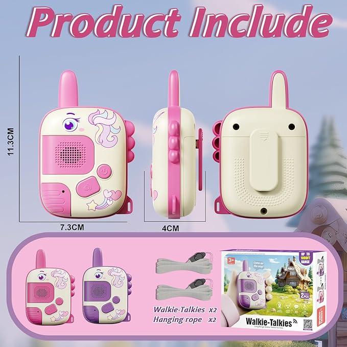 2PCS Walkie Talkie for Kids, Unicorn Gifts for Girls 3 4 5 6 7 Year Old Girls Toys for Girls Age 3-9 Walkie Talkie Kids Toys Age 4 5 6 7 8 Birthday Presents Xmas Gifts Outdoor Toys Unicorn Toys 4