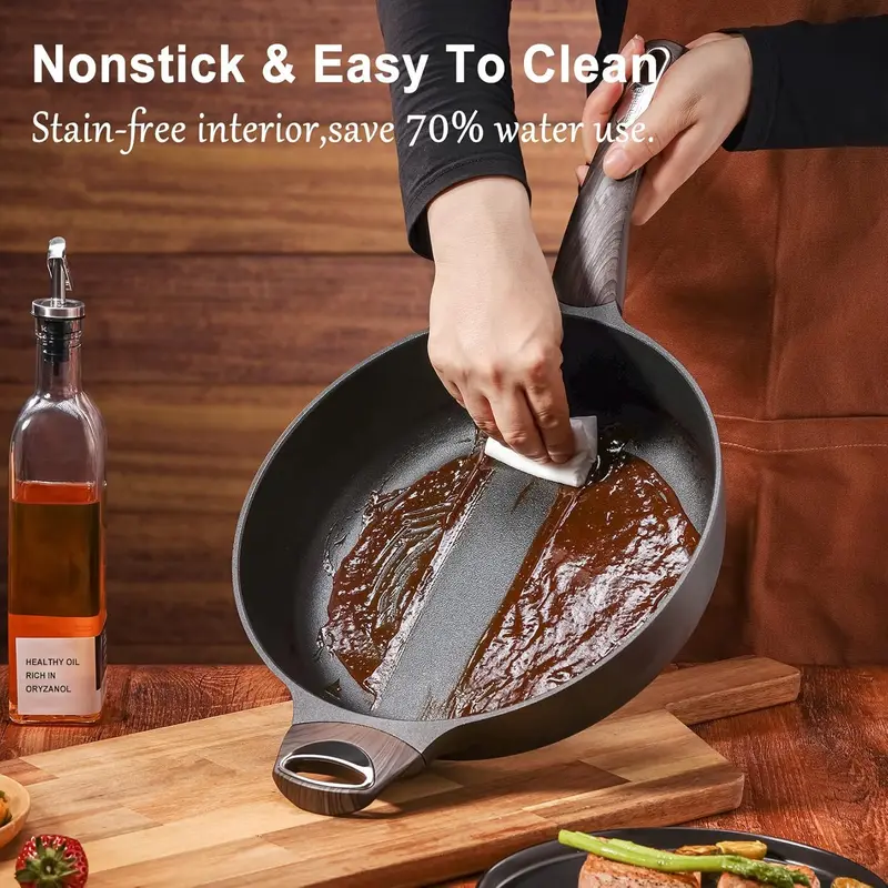SENSARTE 30cm Deep Nonstick Frying Pan,4.7L Saute Pan with Lid, Large Skillet, Nonstick Cookware, Induction Compatible, PFOA Free, for All Stove Tops 4