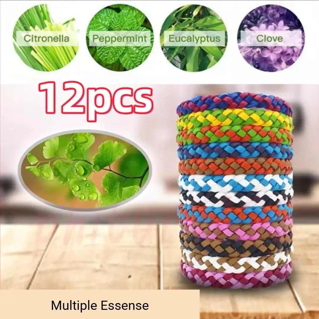 Mosquito Repellent Bracelet 12 Pack, Adjustable Leather Deet-Free Bands