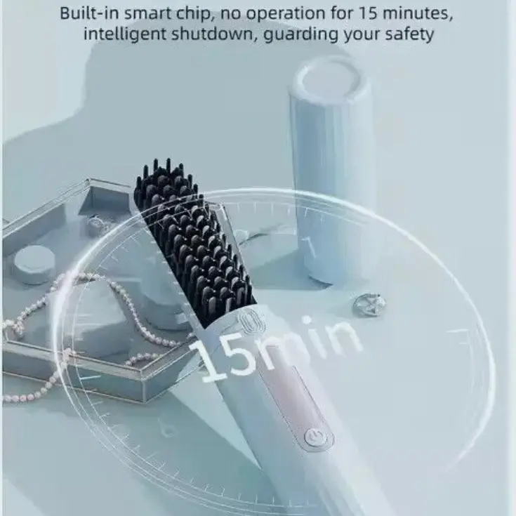 Cordless Hair Straightener Brush with USB Rechargeable Battery - 4500mAh - Quick and Efficient Hair Styling 0