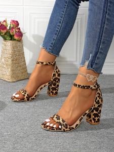 Women's Fashion Leopard Print Stiletto Heeled Sandals, Elegant Peep Toe High Heel Sandals for Party, Daily Clothing Decor for Women & Girls, Walking Shoes