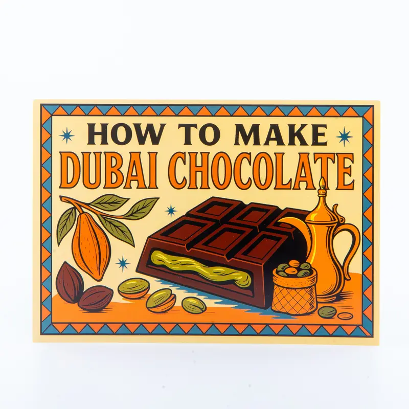 DIY Dubai Chocolate Bar Kit Make Your Own with Tahini Pistachio Mix, Kataifi Shreds, Chocolate Chips and Silicon Mold 6