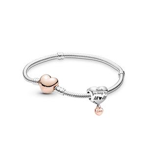 Rose Gold Plated Simply Sentimental Mum Charm Bracelet with Heart Clasp