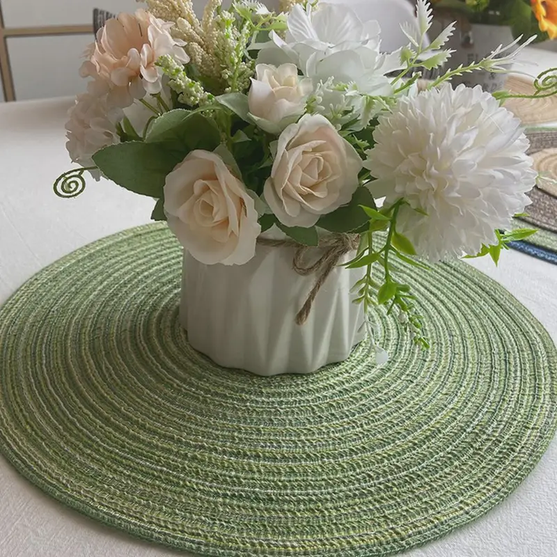 6Pcs Woven Ramie Placemats – Round Non-Slip Table Mats for Dining & Kitchen Use 4