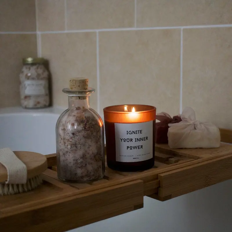 Amber Frosted Glass Empowering Candle 3