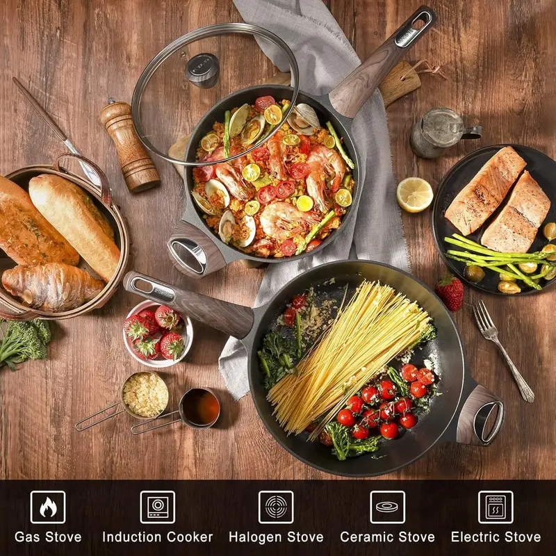 SENSARTE 30cm Deep Nonstick Frying Pan,4.7L Saute Pan with Lid, Large Skillet, Nonstick Cookware, Induction Compatible, PFOA Free, for All Stove Tops 2