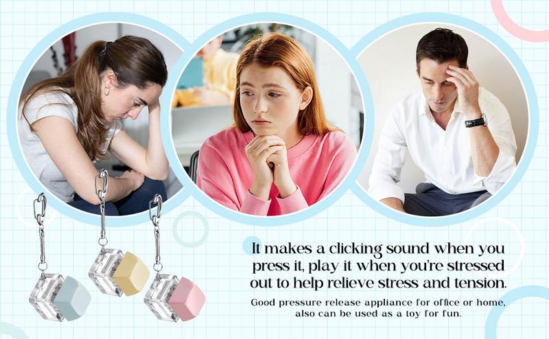 Product Introduction of 6 Pcs Keyboard Fidget Toy Fidget Clicker Keyboard Keychain Decompression Toys Button Stress Relief Gifts for Adult to Relief Stress Pass the Time(Macaron Colors) 3