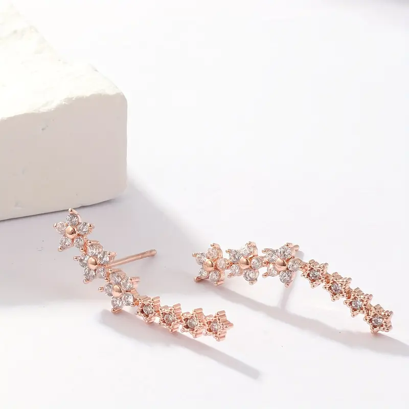 High End Niche Daring Star Earrings, Cute and Sweet Style, Sparkling Ear Crawlers Inlaid with Rhinestones, Elegant Women's Jewelry, Creative Gifts for Women 4