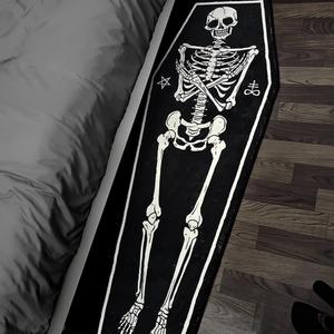 Gothic Skeleton Pattern Rug, 1 Count Irregular Thickened Plush Area Rug, Non-slip Floor Mat for Bedroom Living Room Home Decor, Irregular Shape Rug
