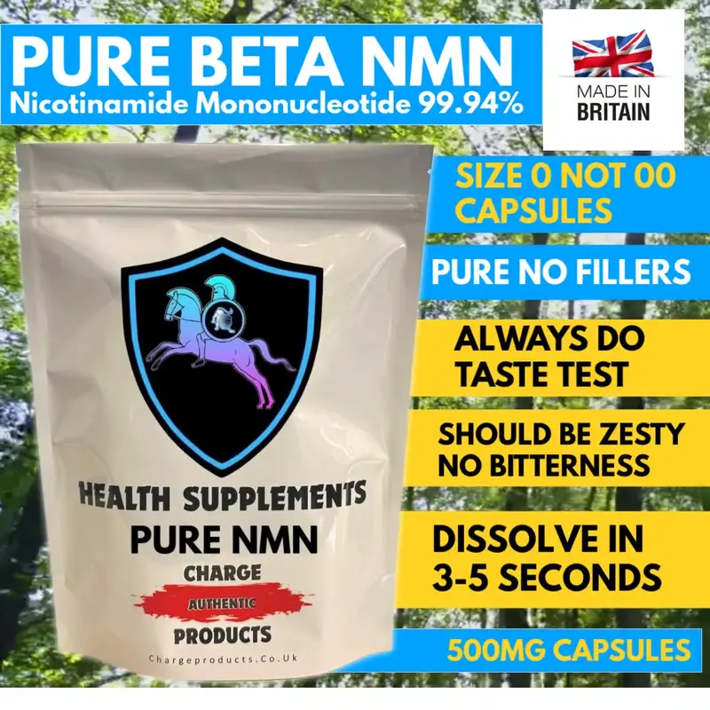 *PURE NMN NO FILLERS* 60 500mg Capsules. NAD Levels, Beauty Supplement Certified Beta NMN 99.94% High Strength Immunity Skin Health from Charge Products UK 0