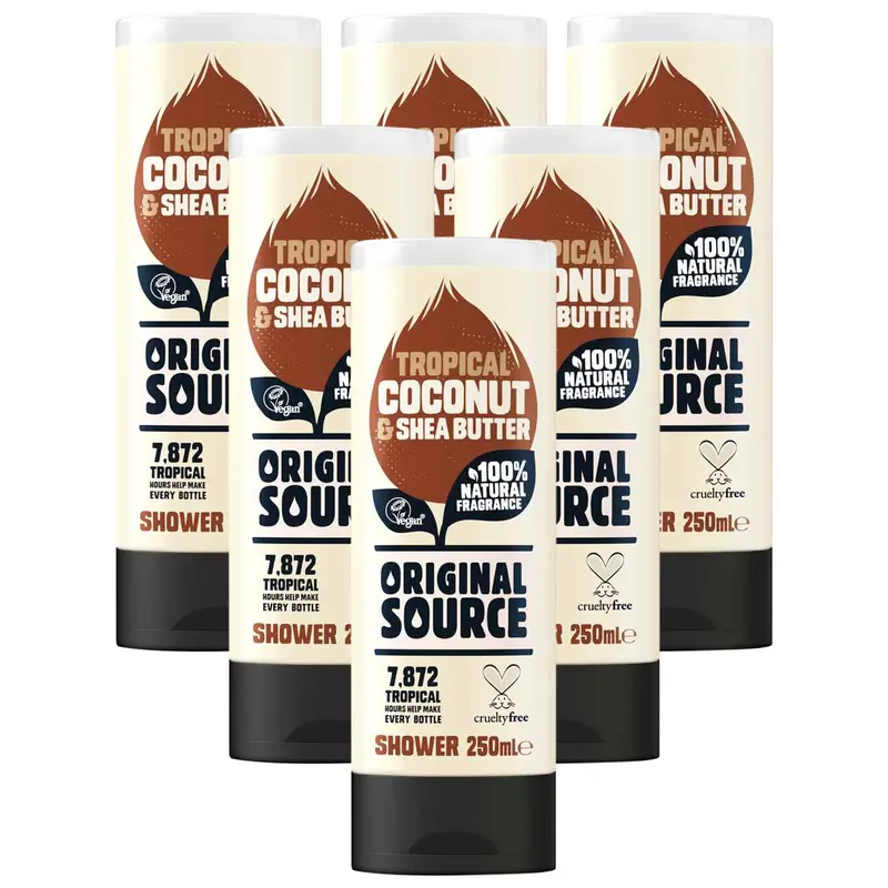 6 X Original Source Bath Shower Gel Tropical Coconut & Shea Butter 250ml -  Body Care 0