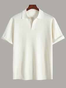 Men's Solid Color Breathable Polo Shirt, Regular Fit Casual Short Sleeve Collared Top for Summer, Fashion Men's Clothes for Daily Wear