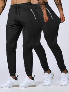 Men's Letter Print Zipper Pants, Casual Comfy Breathable Skinny Pants for Summer, Men's Bottoms for Daily Wear