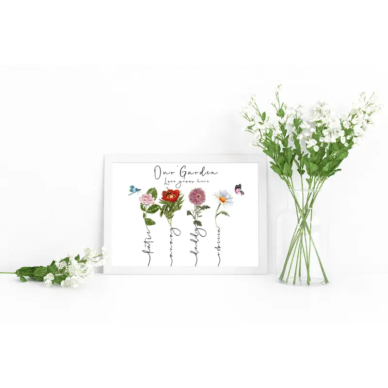 Grandma's garden personalised print, birth month flower custom grandparent gift 5