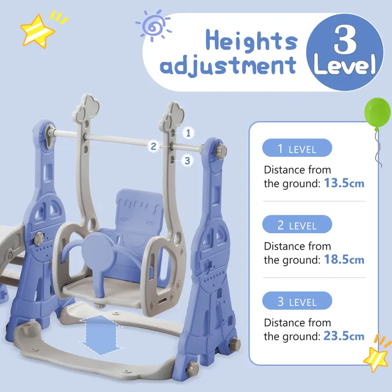 Slide for children, 4 in 1 children's slide, swing with basketball stand, climbing ladder, swing, slide, garden slide for indoor and outdoor use. 8