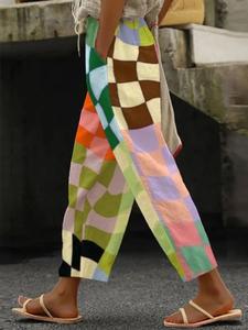 Women's Plaid Print Drawstring Waist Pants, Casual Comfy Trousers for Summer, Fashion Women's Bottoms for Daily Wear