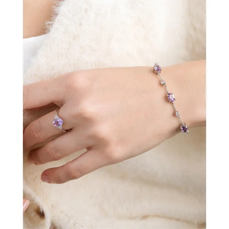 Complete Set - Amethyst Jewellery Set in Sterling Silver 8