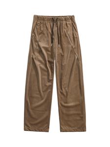 Men's Solid Color Corduroy Drawstring Waist Pants, Loose Casual Comfy Thin Trousers for Spring & Fall, Men's Bottoms for Daily Wear