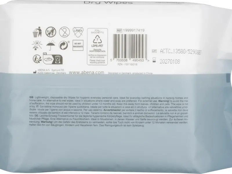 Light Dry Wipes, 3 Packs of 100 Wipes, 30 x 27cm, Absorbency Level 1, Multifunctional Cleansing, Easy & Effective Everyday Cleaning Disposable Personal 3
