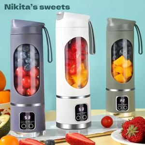 7.4V Rechargeable Portable Blender and Handheld Juicer - Easy to Clean, Perfect for Smoothies, Milkshakes & Fresh Fruit Drinks with Digital Display, Stainless Steel Blades - Ideal for Home, Office, Travel Outdoors