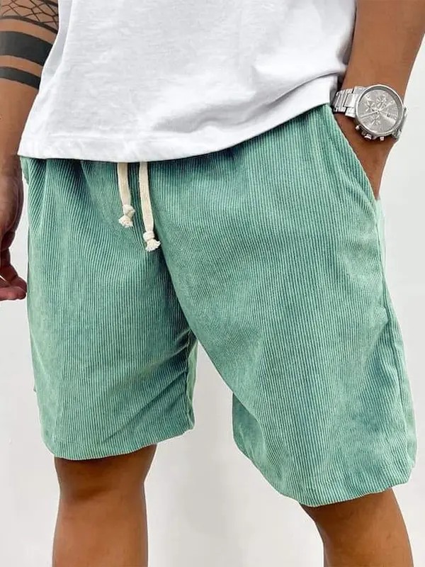 Men's Summer Casual Drawstring Corduroy Vintage Shorts 7