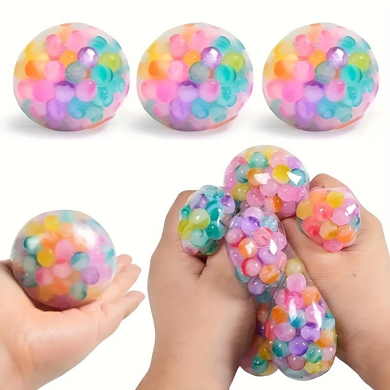 A&H      Rainbow Water Beads Stress Squeeze Ball with Grape Cluster Design - A Colorful Hand Exercise Grip Ball for Decompression and Anxiety Relief 2