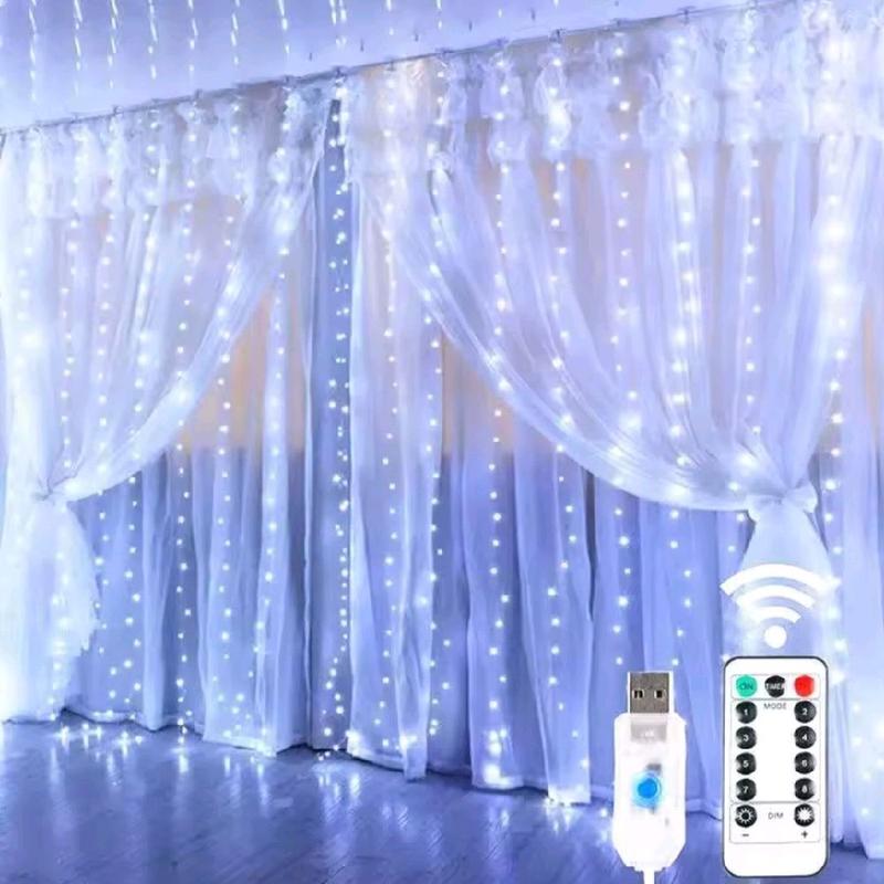 3m x 3m LED Curtain Lights - White or Warm White with Adjustable Settings for Weddings, Home Décor, Festivals & Parties 0