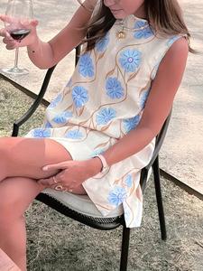 Women's Floral Print Dress, Elegant Sleeveless Dress for Party Holiday Wedding Guest, Ladies Clothes for All Seasons, Womenswear